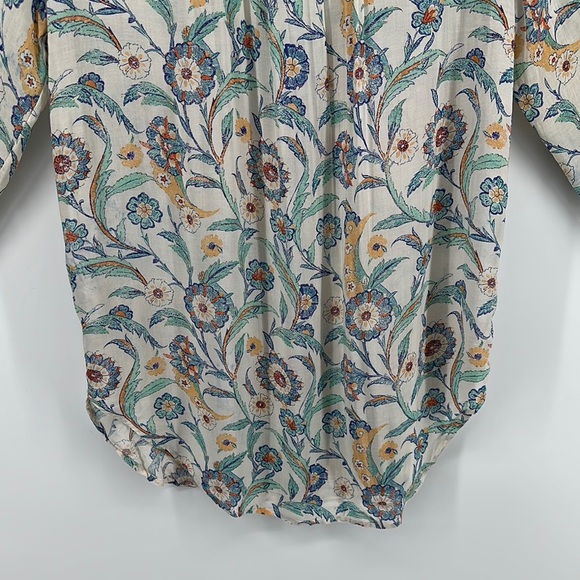 Pilcro Cream and Blue Long Sleeve Button Down Collar Shirt size XSmall - Picture 10 of 11